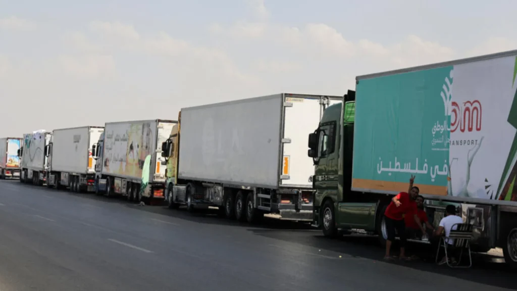 Aid trucks start their entry into Gaza